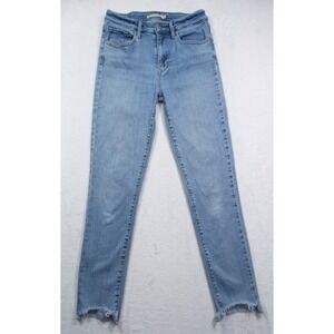 Levis Jeans Womens Size 27 Blue Denim 721 High Rise Skinny Stretch Raw Hem